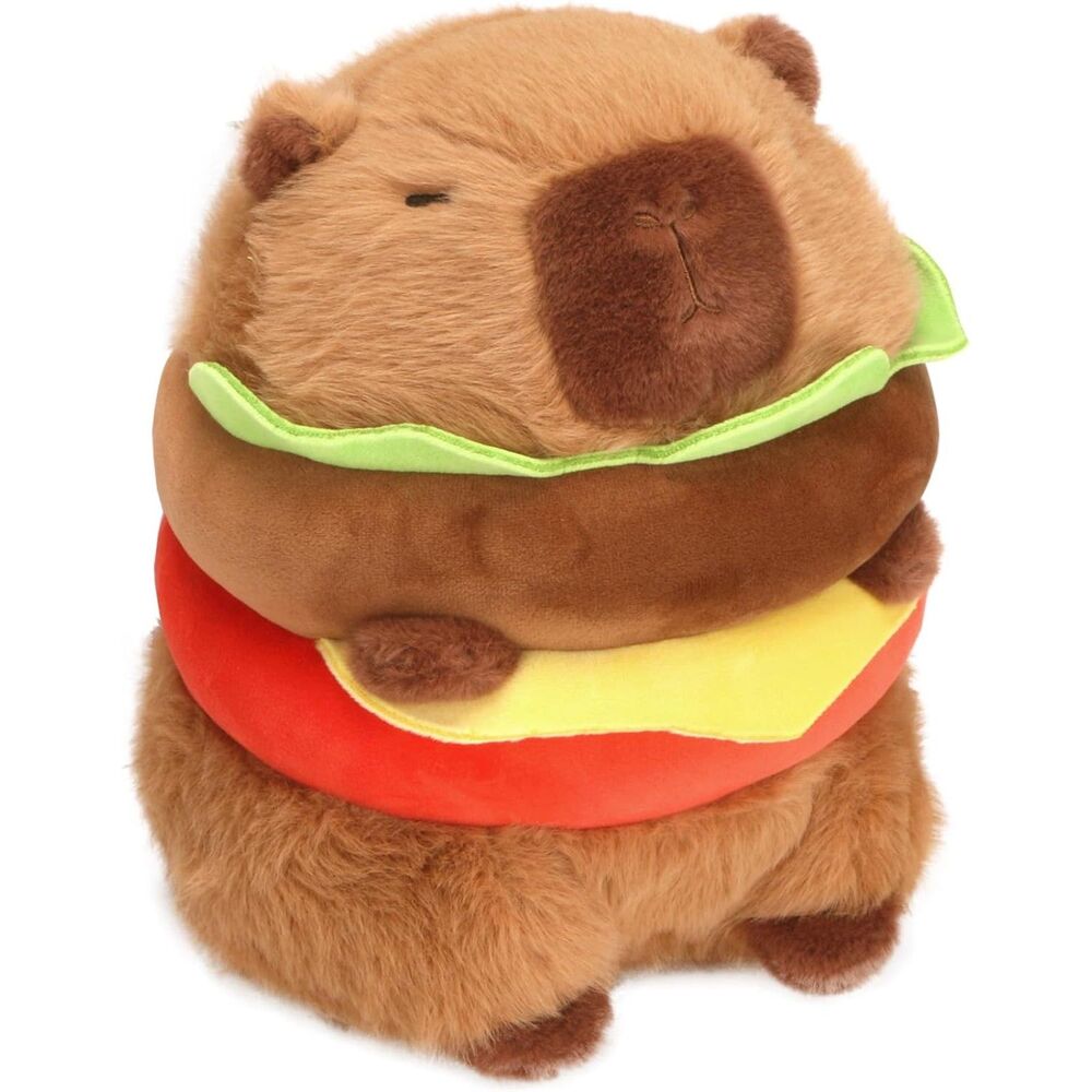 Cute Kawaii Capybara Hamburger Plush Toy Super Soft 8" Stuffed Animal Pillow